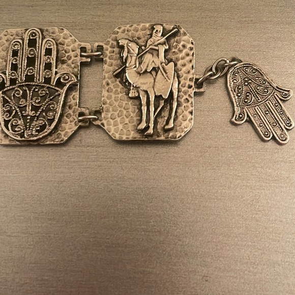 Vintage Souvenir Du Maroc Moroccan Hamsa Camel Link Bracelet - Picture 6 of 8
